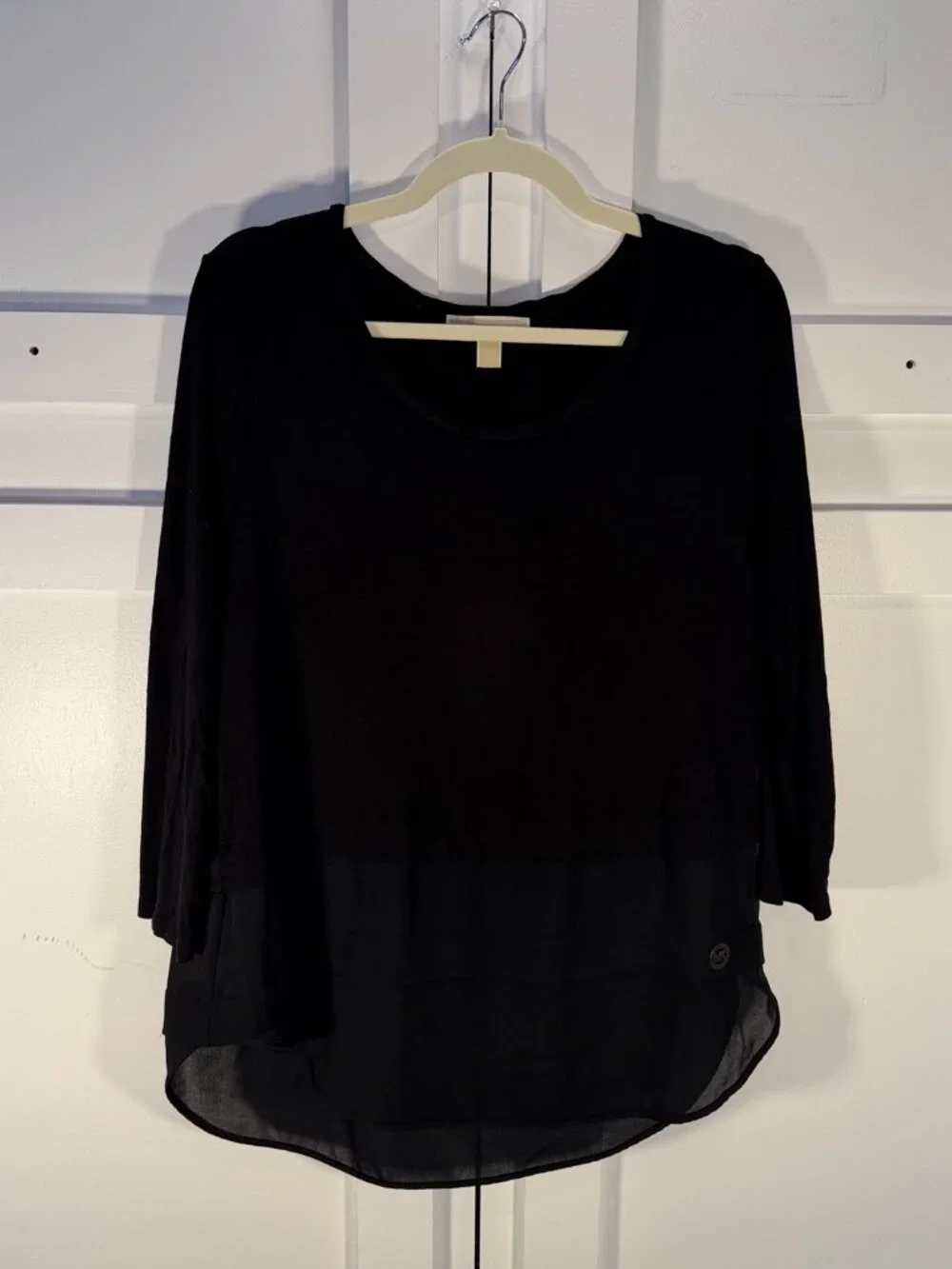 Michael Kors Black 3/4 Sleeve Top L
